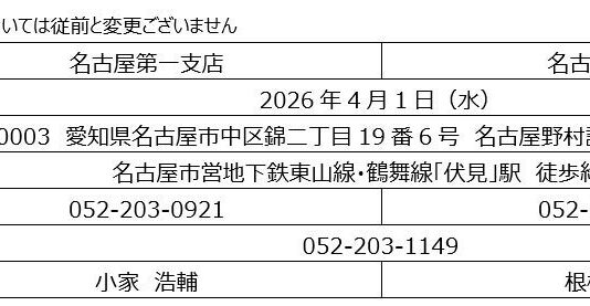 都市圏事業本部 「名古屋支店」再編および新支店開設のお知らせ | 野村不動産ホールディングス株式会社のプレスリリース